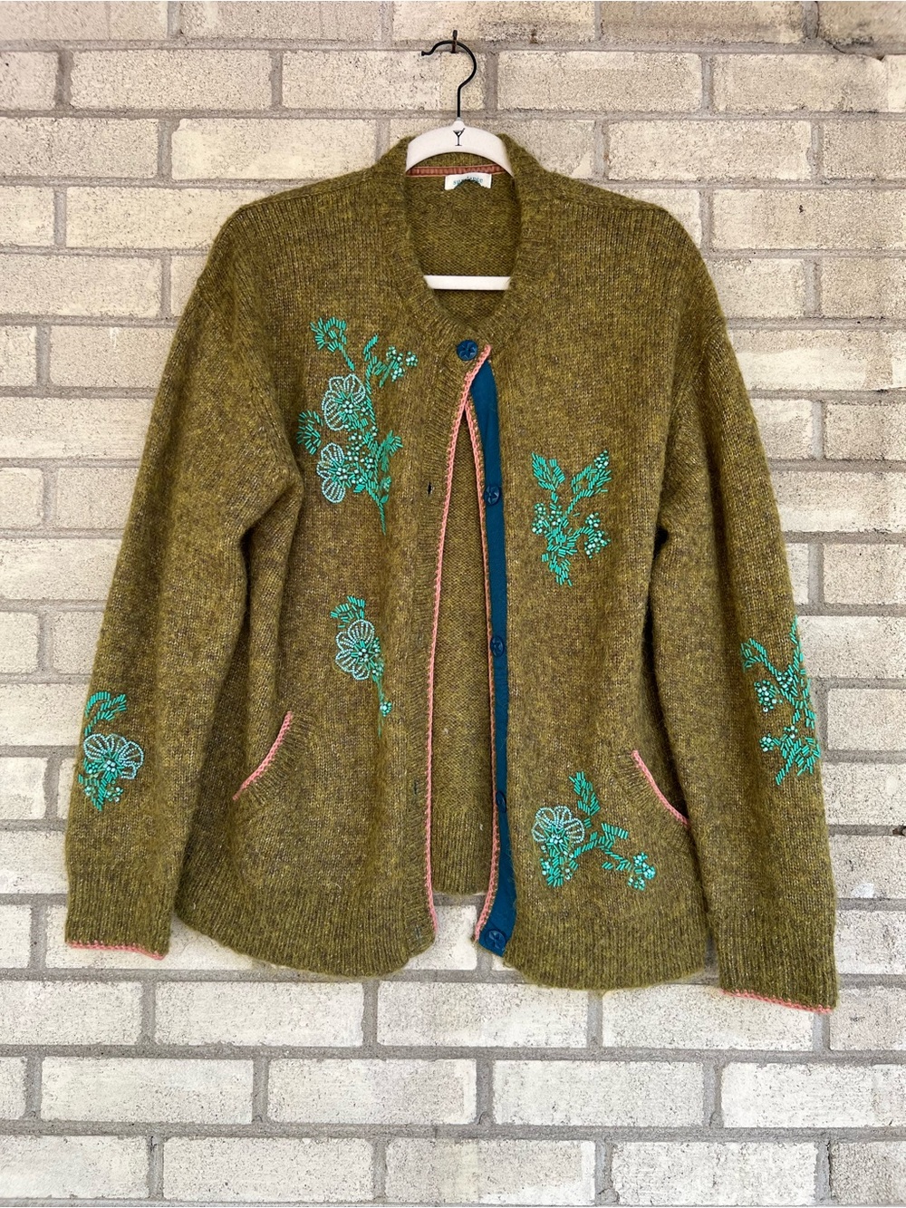 ✨GORGEOUS Sundance Seeley Beaded Floral Cardigan Olive Green